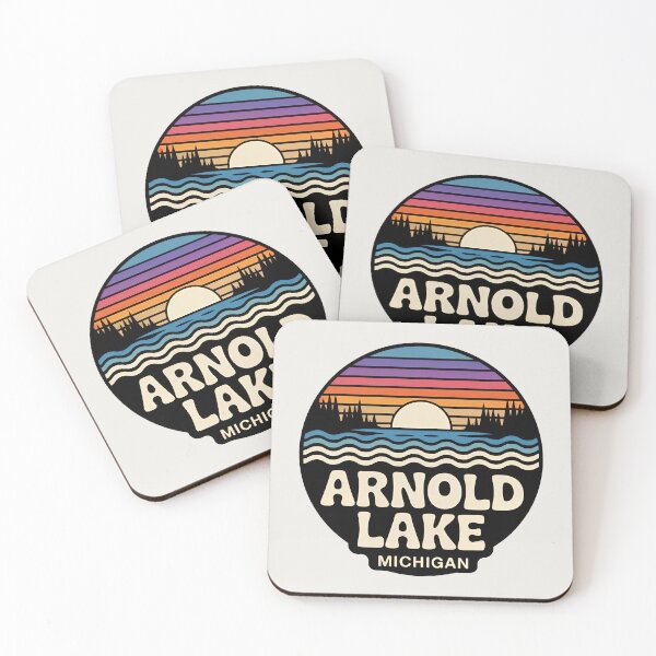 Item preview, Arnold Lake, Michigan Retro Sunset designed and sold by TheOldMittenIllustrated.