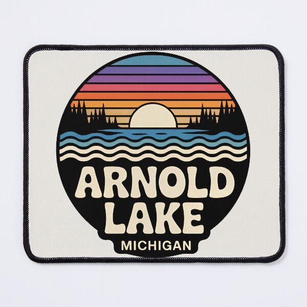 Item preview, Arnold Lake, Michigan Retro Sunset designed and sold by TheOldMittenIllustrated.