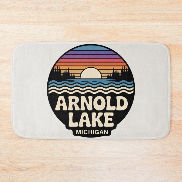 Item preview, Arnold Lake, Michigan Retro Sunset designed and sold by TheOldMittenIllustrated.