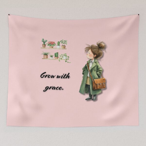 Item preview, Botanical Girl in Green Coat | Watercolor Nature Illustration | Plantinum Collection designed and sold by Plantinum.