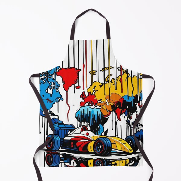 Item preview, "Formula Race Car World Map Drip Art – Bold Pop Art Fusion of Speed and Color" designed and sold by GrafteesGlow.