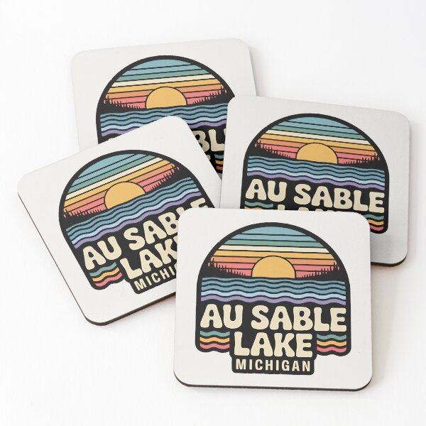 Item preview, Au Sable Lake, Michigan Retro Sunset designed and sold by TheOldMittenIllustrated.