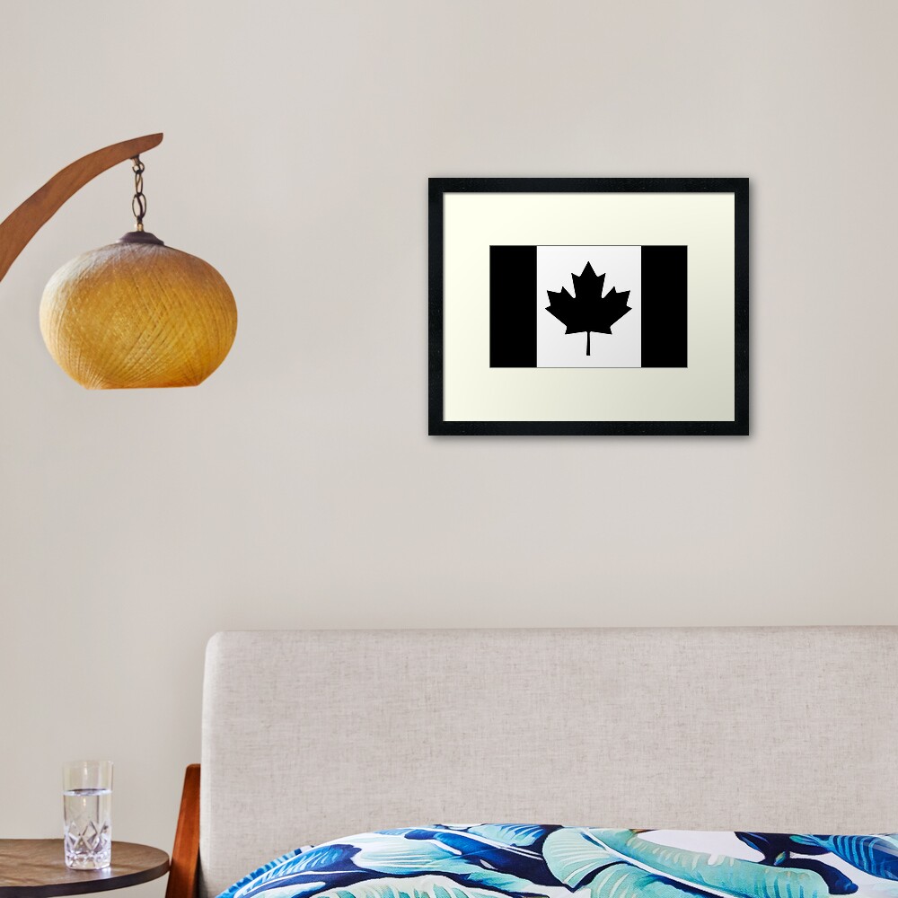 "Canadian Flag Black And White" Framed Art Print for Sale by bigbadbear
