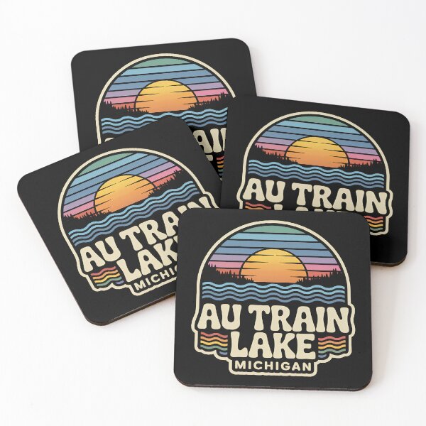 Item preview, Au Train Lake, Michigan Retro Sunset designed and sold by TheOldMittenIllustrated.