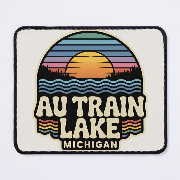 Item preview, Au Train Lake, Michigan Retro Sunset designed and sold by TheOldMittenIllustrated.