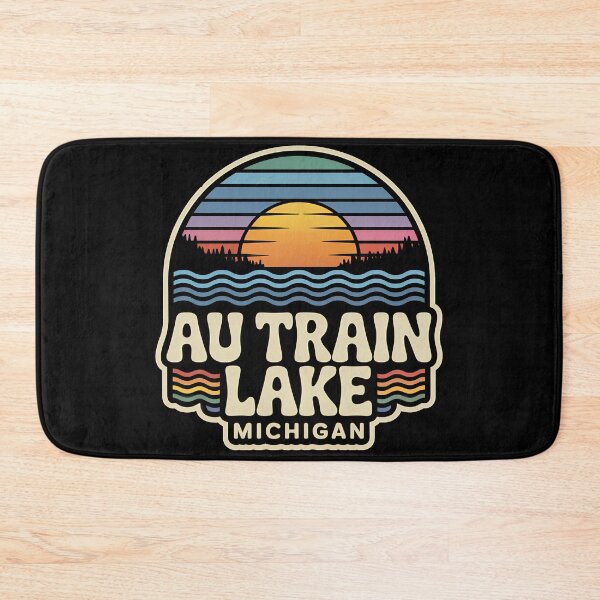 Item preview, Au Train Lake, Michigan Retro Sunset designed and sold by TheOldMittenIllustrated.