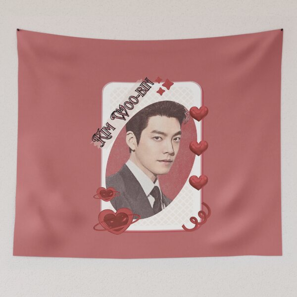 Item preview, Kim Woo-bin (김우빈) Korean Actor Kdrama Card Red Aesthetic Collage Design designed and sold by AJUNICE STUDIO.