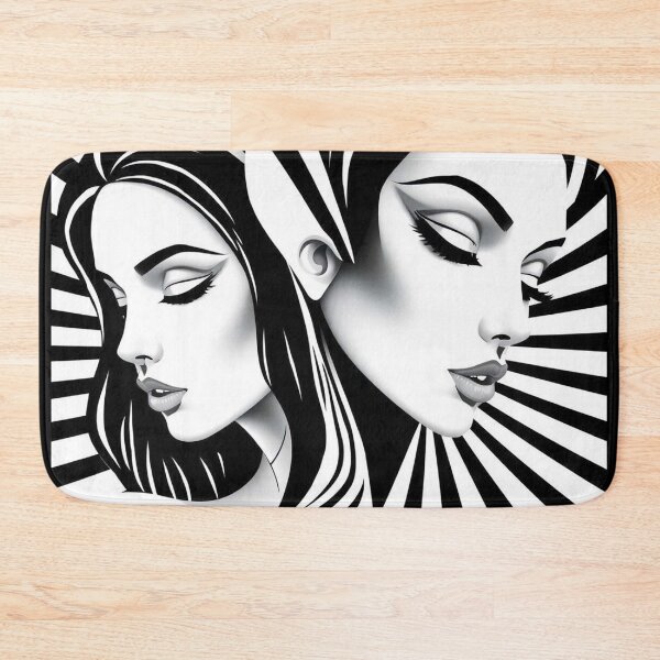 Item preview, Black and White Op Art Woman – Dual Illusion Portrait with Hypnotic Waves designed and sold by Benito Del Ray.