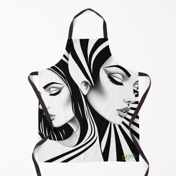 Item preview, Black and White Op Art Woman – Dual Illusion Portrait with Hypnotic Waves designed and sold by Benito Del Ray.