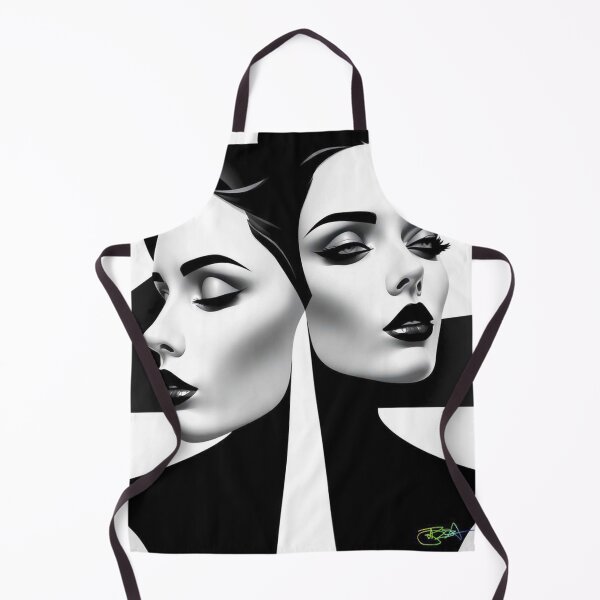 Item preview, Black and White Op Art Girl – Elegant Dual Portrait with Striped Illusion designed and sold by Benito Del Ray.