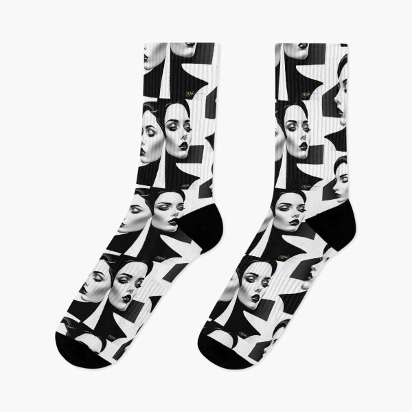 Item preview, Black and White Op Art Girl – Elegant Dual Portrait with Striped Illusion designed and sold by Benito Del Ray.