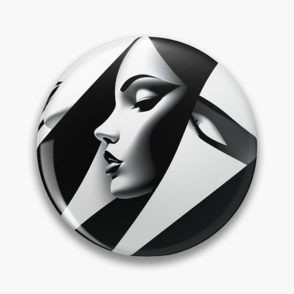 Artikelvorschau, Minimalistische Op-Art-Frau – Monochromes abstraktes Illusionsporträt entworfen und verkauft von Benito Del Ray.
