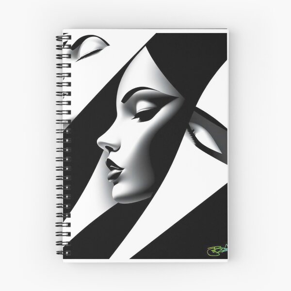 Item preview, Minimalist Op Art Woman – Monochrome Abstract Illusion Portrait designed and sold by Benito Del Ray.