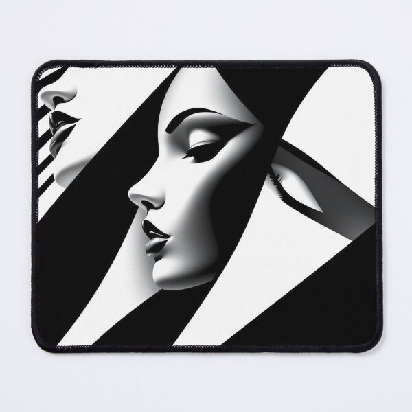 Item preview, Minimalist Op Art Woman – Monochrome Abstract Illusion Portrait designed and sold by Benito Del Ray.
