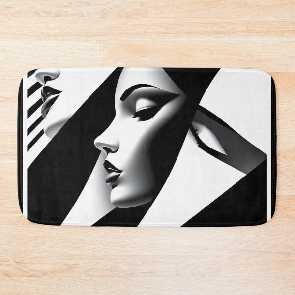 Item preview, Minimalist Op Art Woman – Monochrome Abstract Illusion Portrait designed and sold by Benito Del Ray.