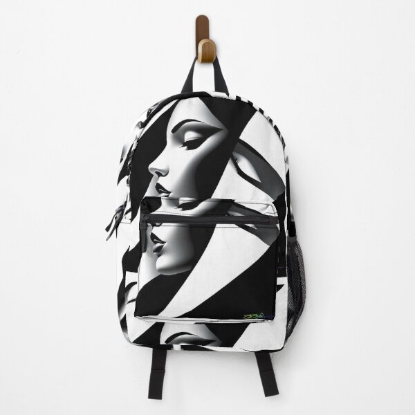 Item preview, Minimalist Op Art Woman – Monochrome Abstract Illusion Portrait designed and sold by Benito Del Ray.