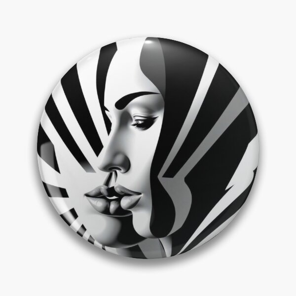 Item preview, Op Art Girl – Geometric Black and White Surreal Woman Portrait designed and sold by Benito Del Ray.