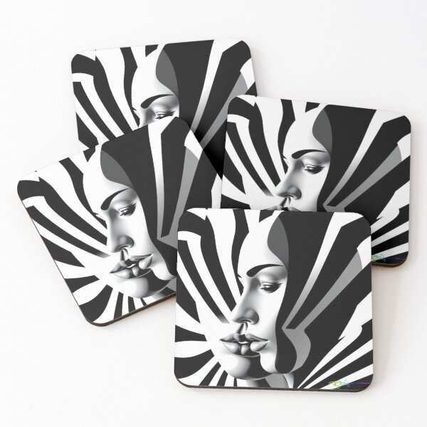 Item preview, Op Art Girl – Geometric Black and White Surreal Woman Portrait designed and sold by Benito Del Ray.