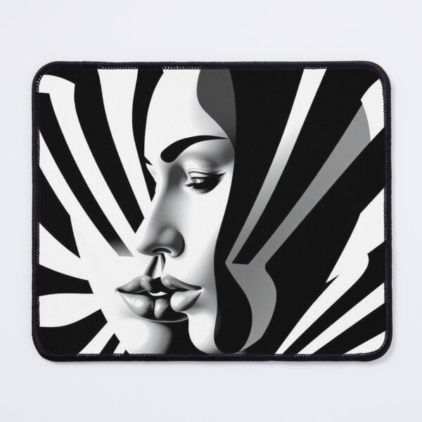 Item preview, Op Art Girl – Geometric Black and White Surreal Woman Portrait designed and sold by Benito Del Ray.