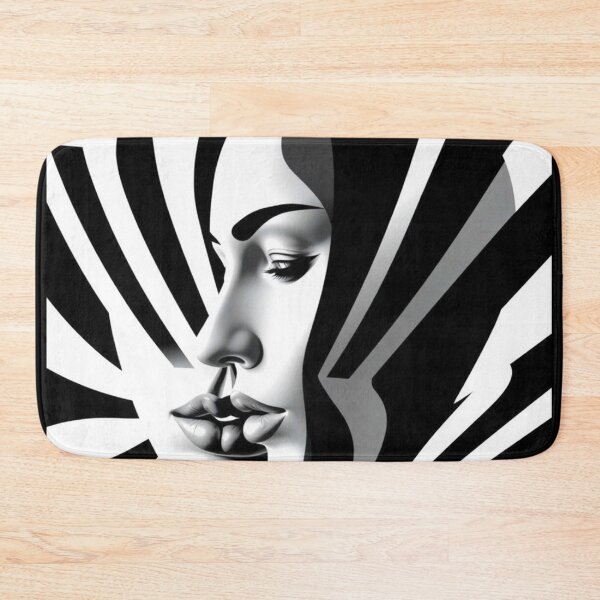 Item preview, Op Art Girl – Geometric Black and White Surreal Woman Portrait designed and sold by Benito Del Ray.