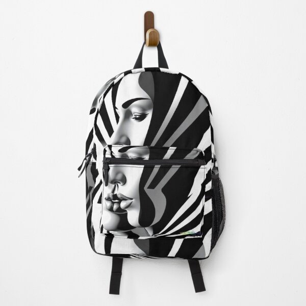 Item preview, Op Art Girl – Geometric Black and White Surreal Woman Portrait designed and sold by Benito Del Ray.