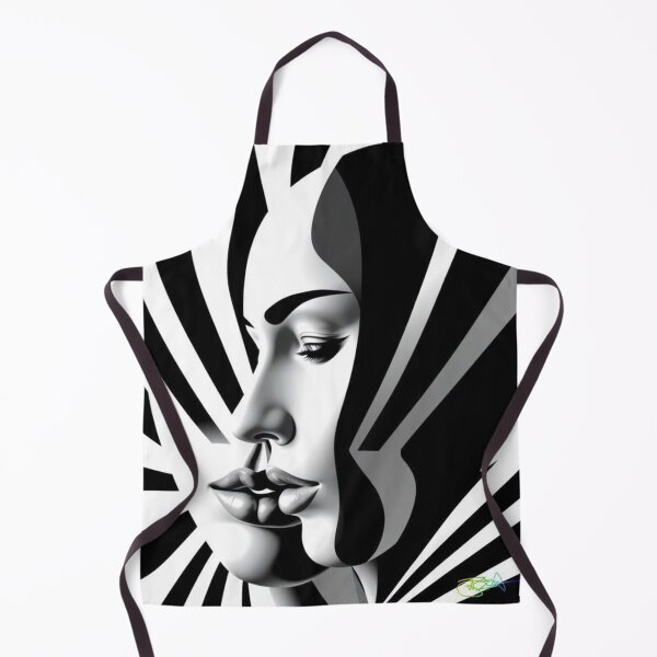 Item preview, Op Art Girl – Geometric Black and White Surreal Woman Portrait designed and sold by Benito Del Ray.