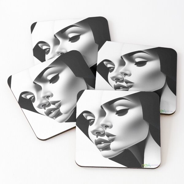 Item preview, Modern Op Art Woman – Monochrome Surreal Beauty in Bold Lines designed and sold by Benito Del Ray.