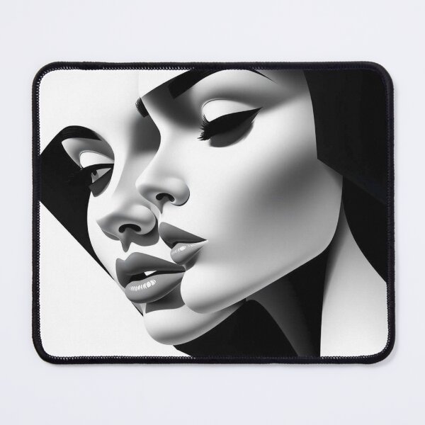Item preview, Modern Op Art Woman – Monochrome Surreal Beauty in Bold Lines designed and sold by Benito Del Ray.