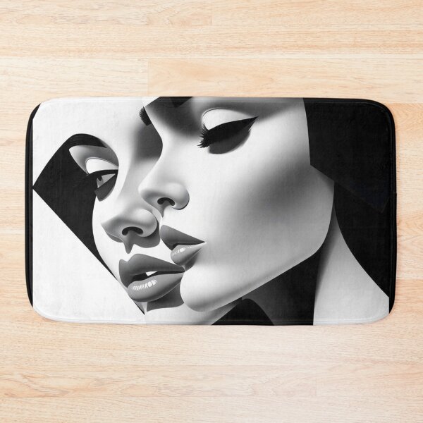 Item preview, Modern Op Art Woman – Monochrome Surreal Beauty in Bold Lines designed and sold by Benito Del Ray.