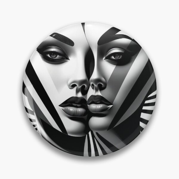 Item preview, Black and White Op Art Girl – Dual Surreal Faces in Optical Illusion designed and sold by Benito Del Ray.