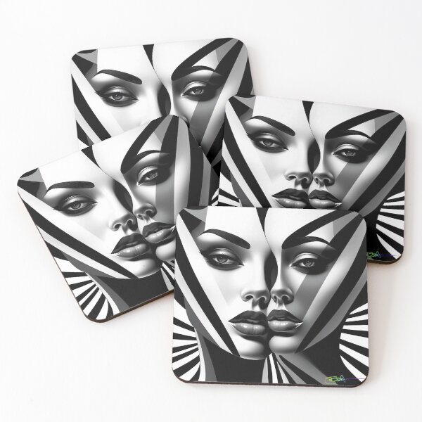 Item preview, Black and White Op Art Girl – Dual Surreal Faces in Optical Illusion designed and sold by Benito Del Ray.