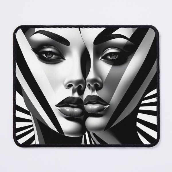Item preview, Black and White Op Art Girl – Dual Surreal Faces in Optical Illusion designed and sold by Benito Del Ray.