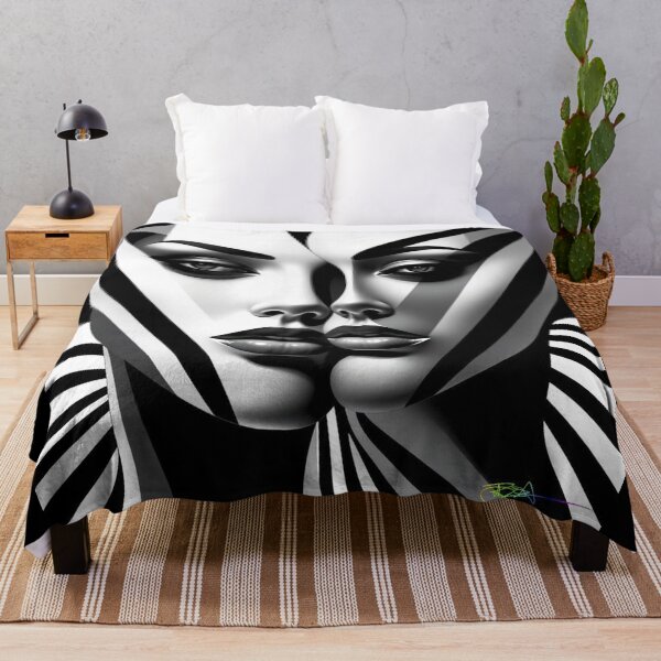 Item preview, Black and White Op Art Girl – Dual Surreal Faces in Optical Illusion designed and sold by Benito Del Ray.