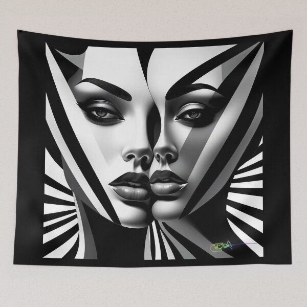Item preview, Black and White Op Art Girl – Dual Surreal Faces in Optical Illusion designed and sold by Benito Del Ray.