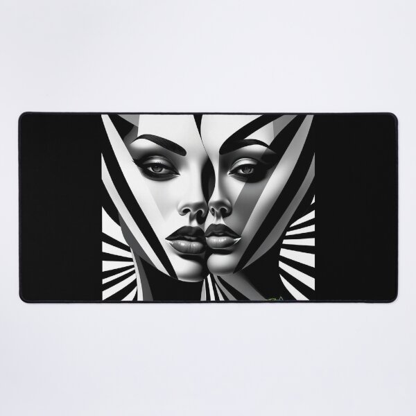 Item preview, Black and White Op Art Girl – Dual Surreal Faces in Optical Illusion designed and sold by Benito Del Ray.