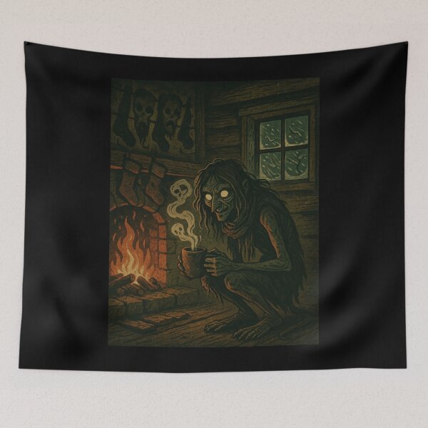Item preview, Slavic Folk Horror – Chochlik by the Hearth – Vintage Dark Art | Slavic Bestiary designed and sold by JacobKAurumhead.