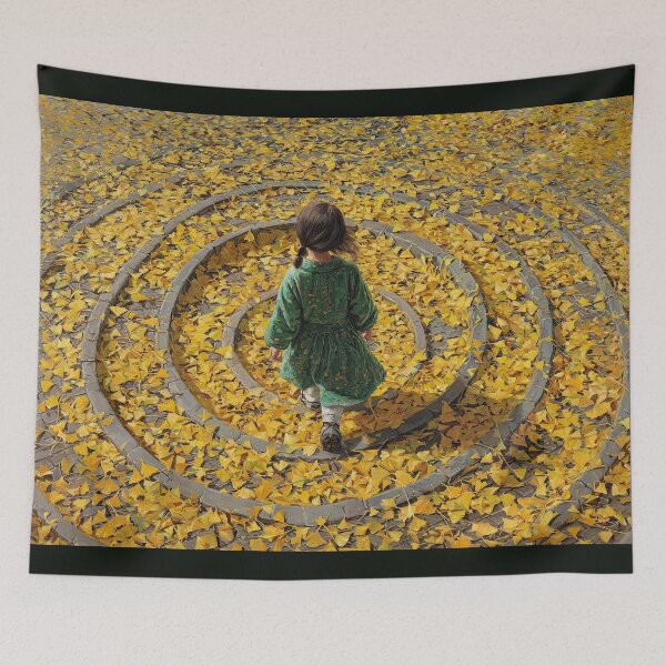 Item preview, Autumn Leaves and Child in Green Dress designed and sold by Shannon Hilson.