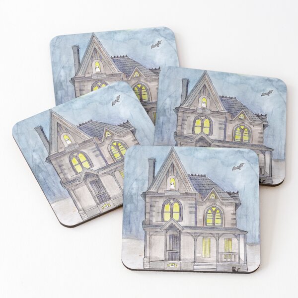 Item preview, Halloween ghost spooky haunted house seasonal art designed and sold by Kubytovych Studio.