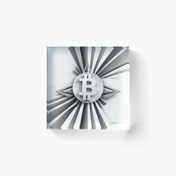 Item preview, Futuristic Bitcoin Op Art – Black and White Abstract Illusion designed and sold by Benito Del Ray.