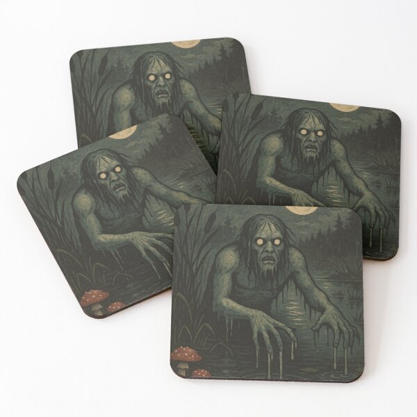 Item preview, Slavic Folk Horror – Topielec in the Moonlit Pond – Vintage Dark Art | Slavic Bestiary designed and sold by JacobKAurumhead.