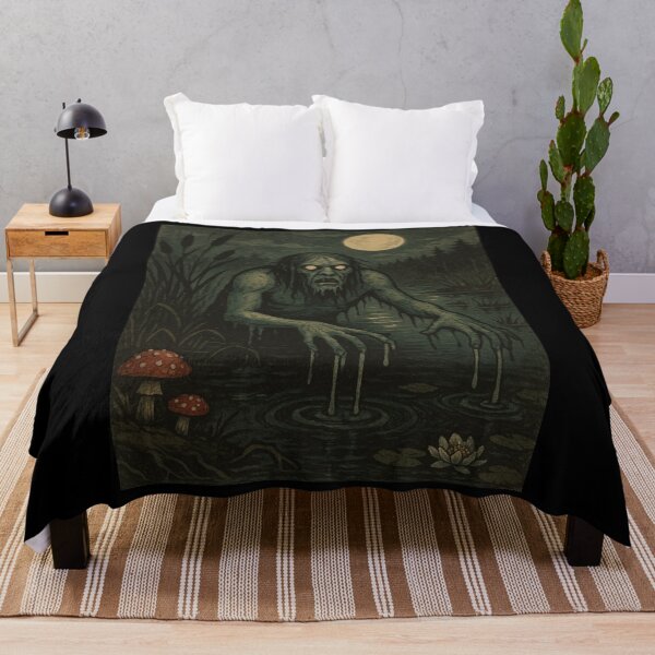 Item preview, Slavic Folk Horror – Topielec in the Moonlit Pond – Vintage Dark Art | Slavic Bestiary designed and sold by JacobKAurumhead.