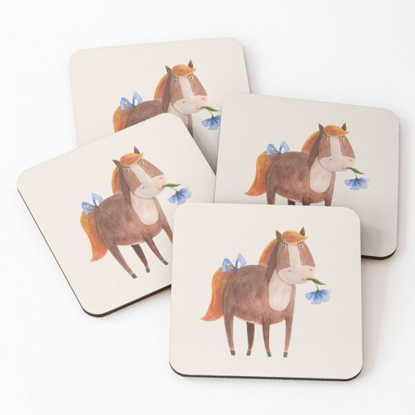 Item preview, Pony with flower on beige background designed and sold by Julia Snaigala.