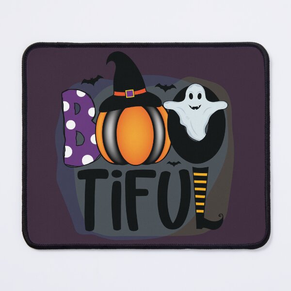 Item preview, BOOTIFUL Halloween Design – Playful Typography, Pumpkin, Ghost, Bats, Witch Hat, Witch Leg – Colorful Spooky Art designed and sold by petpuppymania.