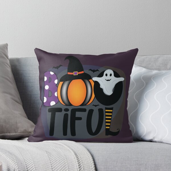 Item preview, BOOTIFUL Halloween Design – Playful Typography, Pumpkin, Ghost, Bats, Witch Hat, Witch Leg – Colorful Spooky Art designed and sold by petpuppymania.