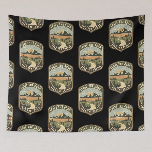 Item preview, Leave the Road Take the Trails – Vintage Mountain Adventure Badge designed and sold by Fikuall.