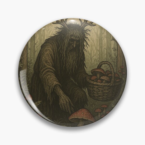 Item preview, Slavic Folk Horror – Leshy Gathering Mushrooms – Vintage Dark Art | Slavic Bestiary designed and sold by JacobKAurumhead.