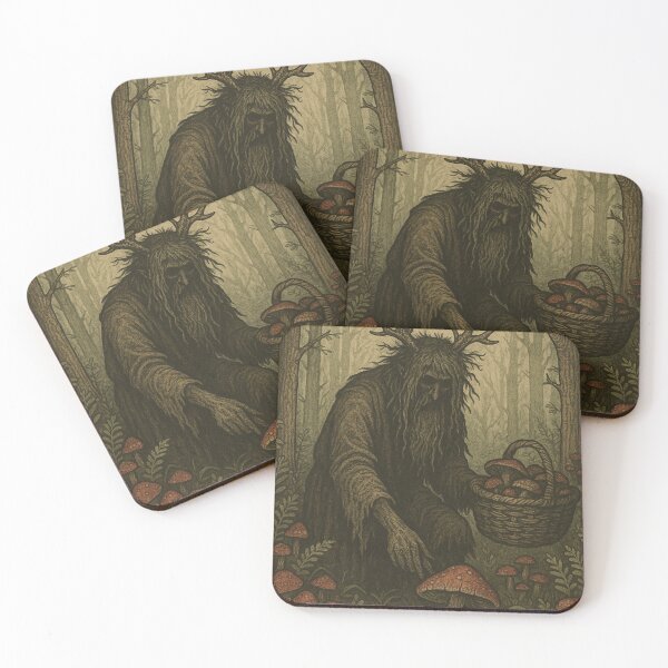 Item preview, Slavic Folk Horror – Leshy Gathering Mushrooms – Vintage Dark Art | Slavic Bestiary designed and sold by JacobKAurumhead.