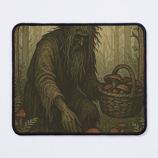 Item preview, Slavic Folk Horror – Leshy Gathering Mushrooms – Vintage Dark Art | Slavic Bestiary designed and sold by JacobKAurumhead.