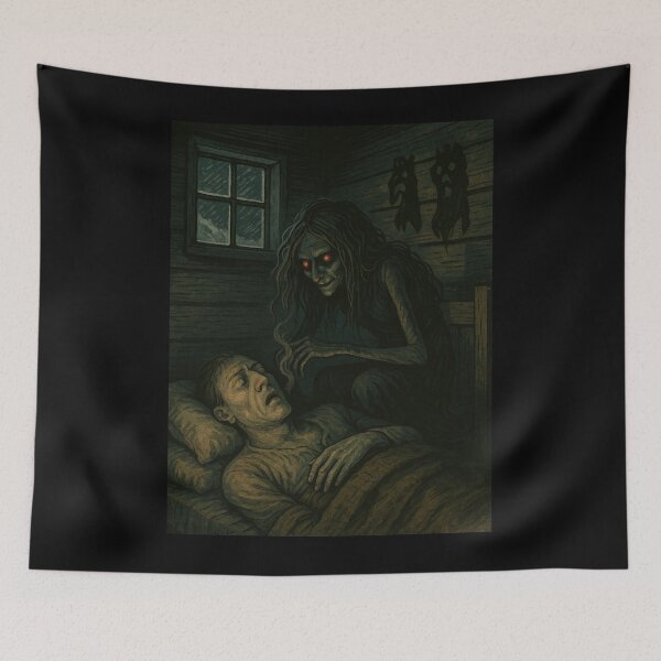 Item preview, Slavic Folk Horror – Mara Night Hag over Sleeper – Vintage Dark Art | Slavic Bestiary designed and sold by JacobKAurumhead.