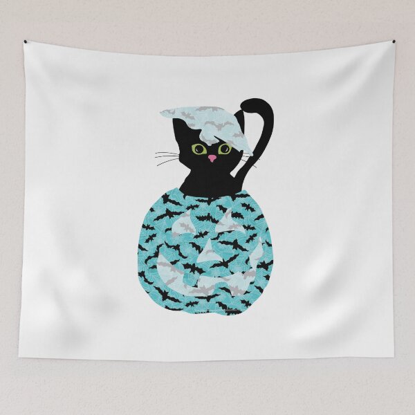 Item preview, Flying Bats Kitten and Jack O' Lantern designed and sold by creativebeeshop.